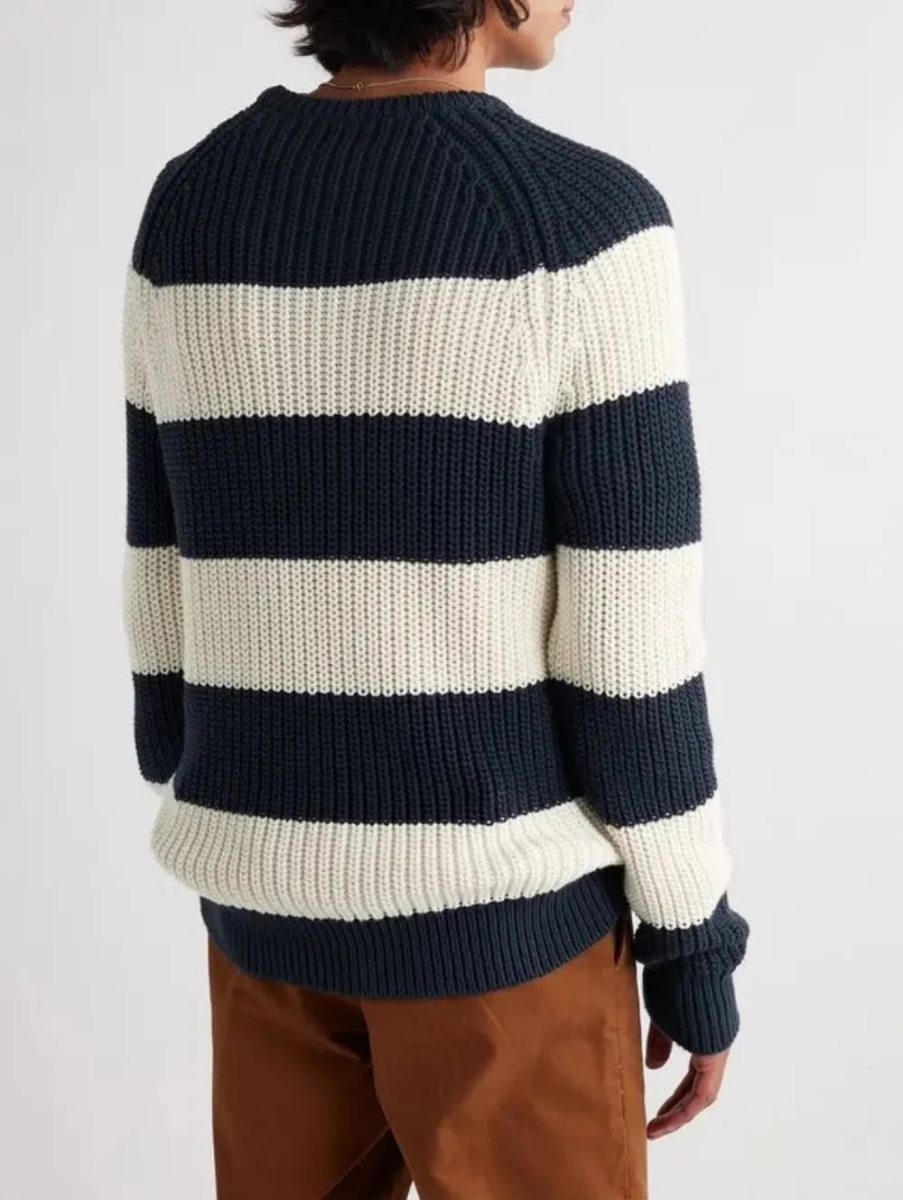 J. Crew Slim Fit Striped Cotton‎ Sweater Navy White
